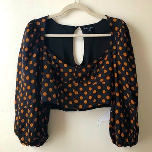 For Love & Lemons bishop sleeve bustier crop top🧡✨